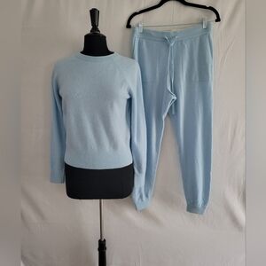 White + Warren Sky Blue Cashmere Sweater And Jogger